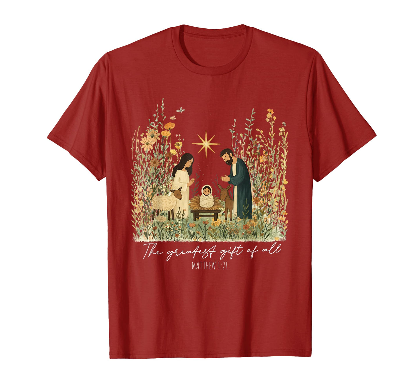 Wildflower Greatest All Christian Christmas Nativity Scene T-Shirt