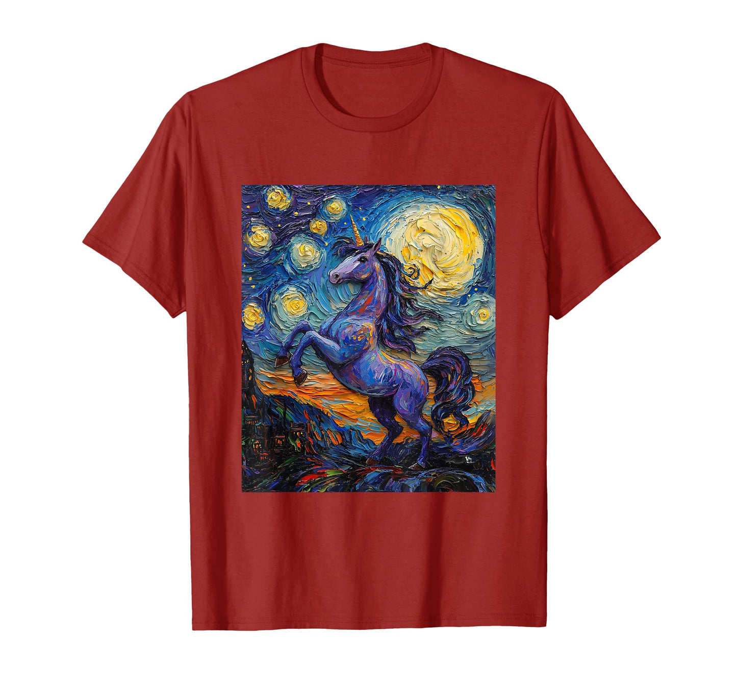 Cute Unicorn - Van Gogh Style - Starry Night T-Shirt