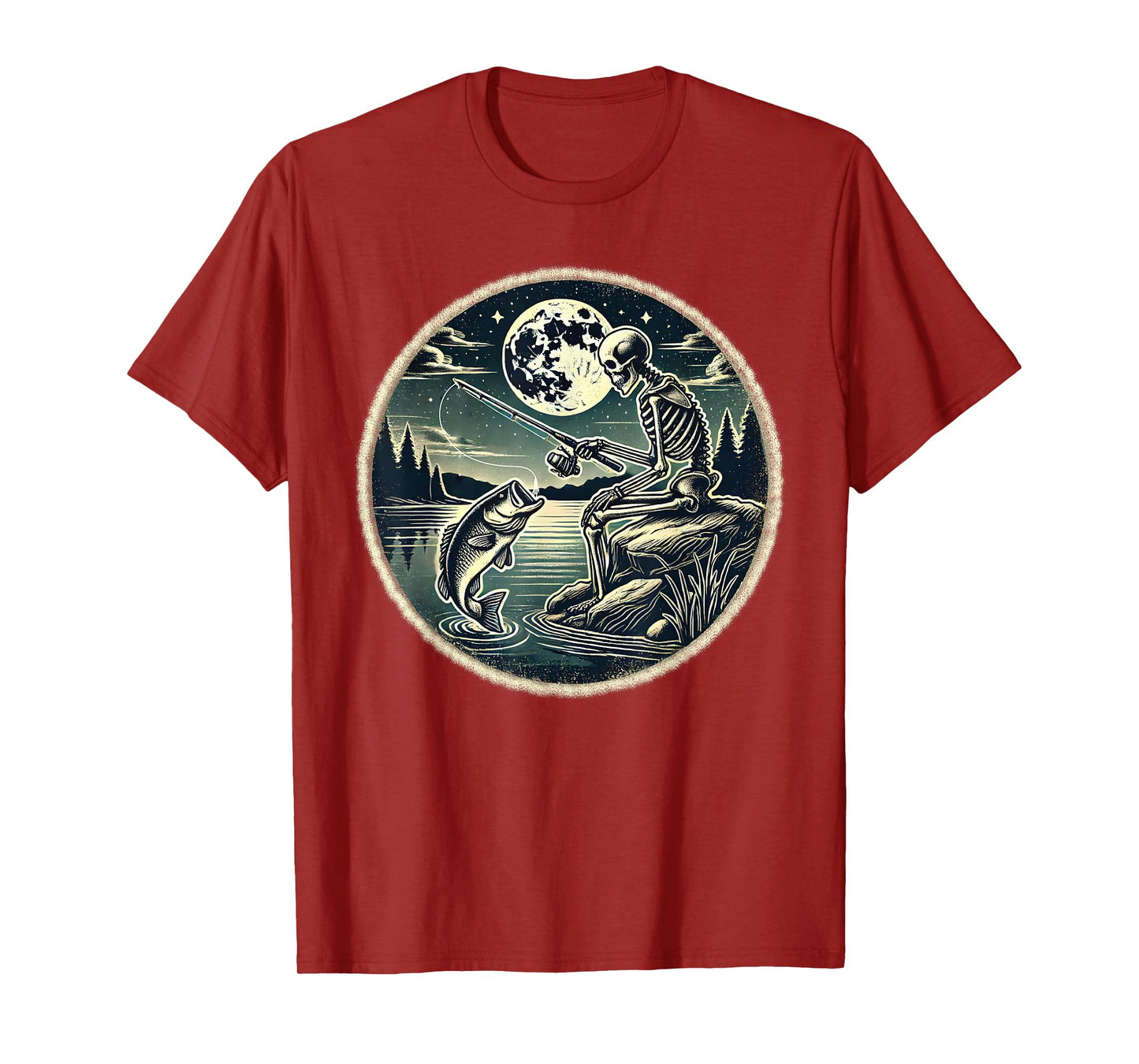 Halloween Skeleton Fishing Costume Fisherman Men Boys Kids T-Shirt