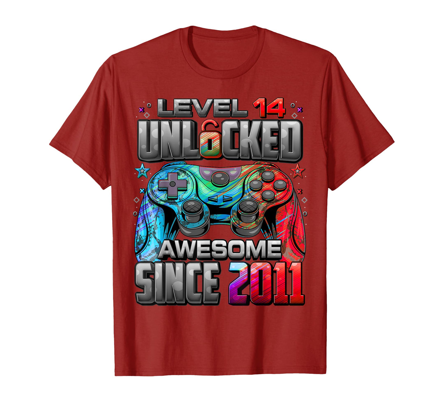 Level 14 Unlocked Awesome Since 2011 14th Birthday Gaming T-Shirt