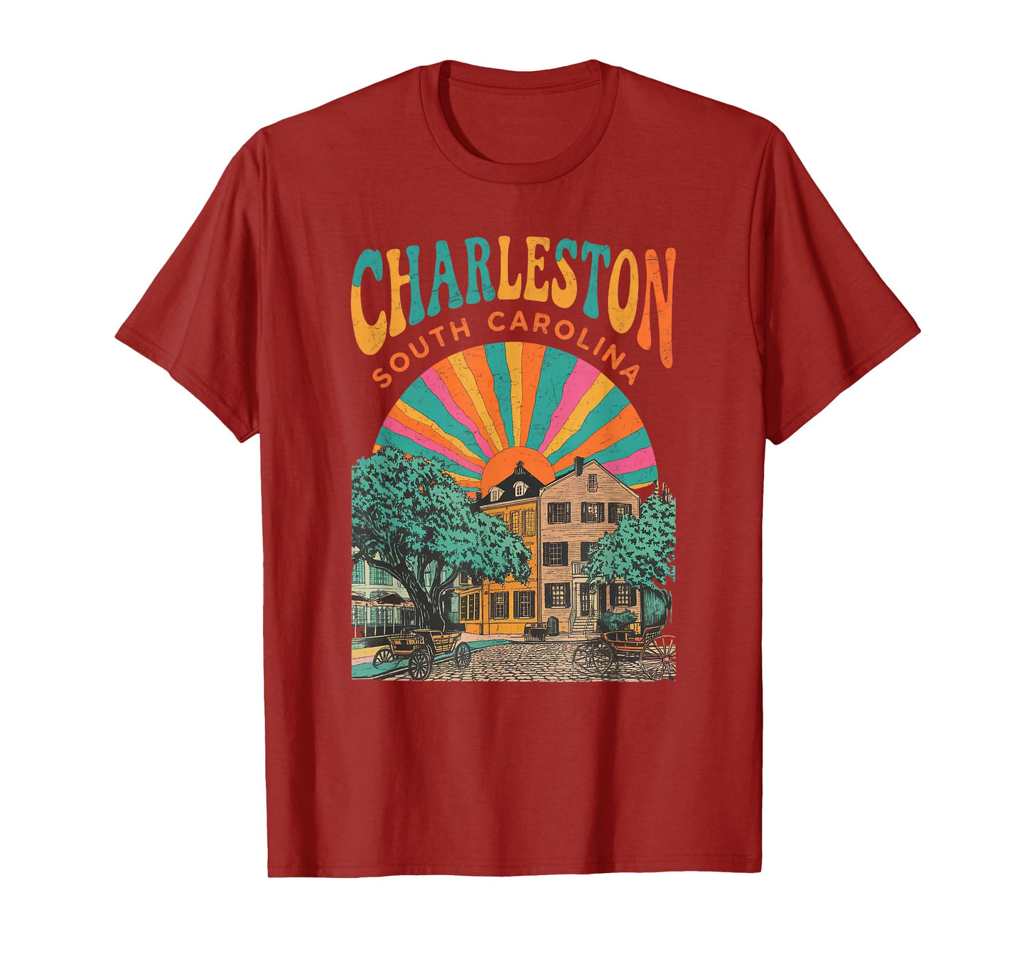 Retro Charleston South Carolina Sunset Coastal Vintage T-Shirt