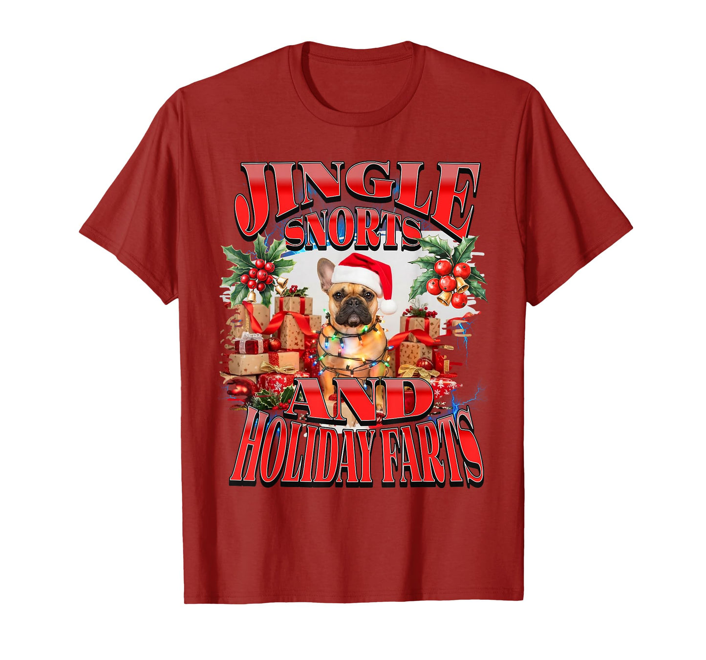 Jingle Snorts Holiday Farts Christmas French Bulldog Funny T-Shirt