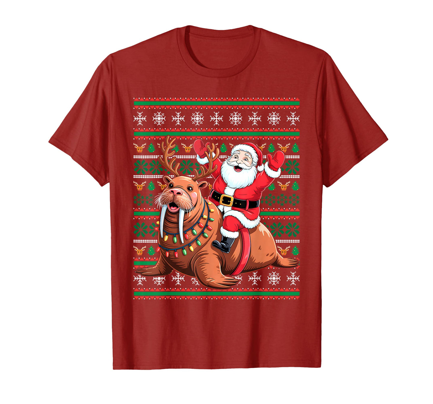 Xmas Holiday Ugly Santa Riding Sea Lion Christmas T-Shirt