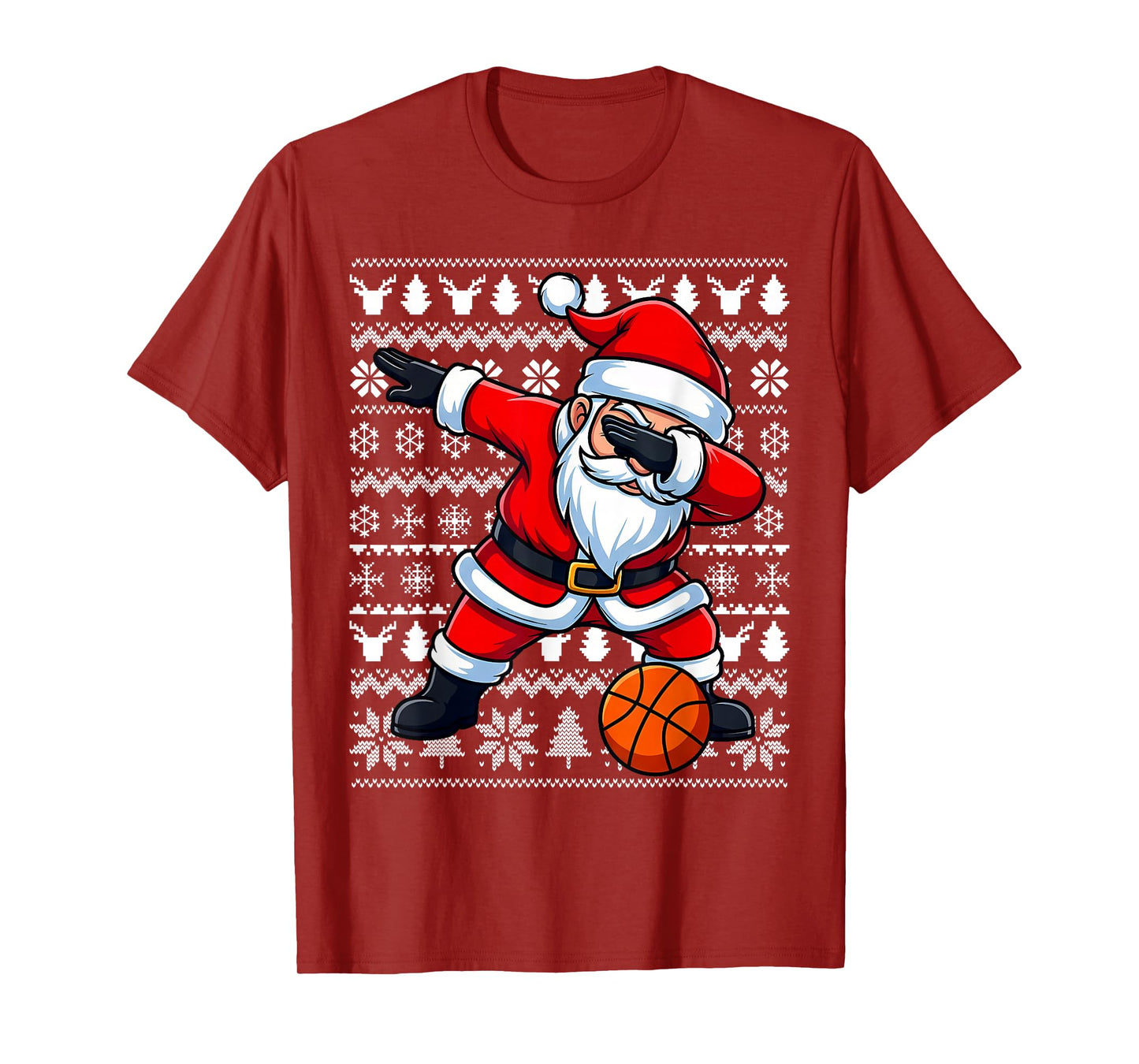 Dabbing Santa Basketball Ugly Christmas Sweater Pattern Men T-Shirt