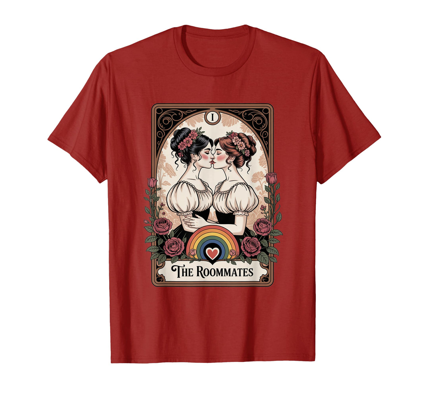 Roommates Vintage Tarot Pride Lesbian Art T-Shirt
