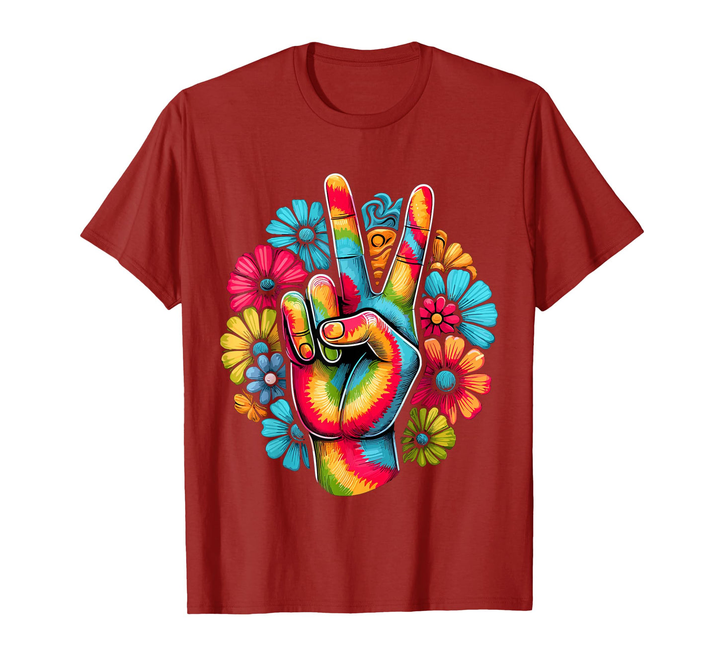 Love and Peace Tie Dye Flower Hippie T-Shirt