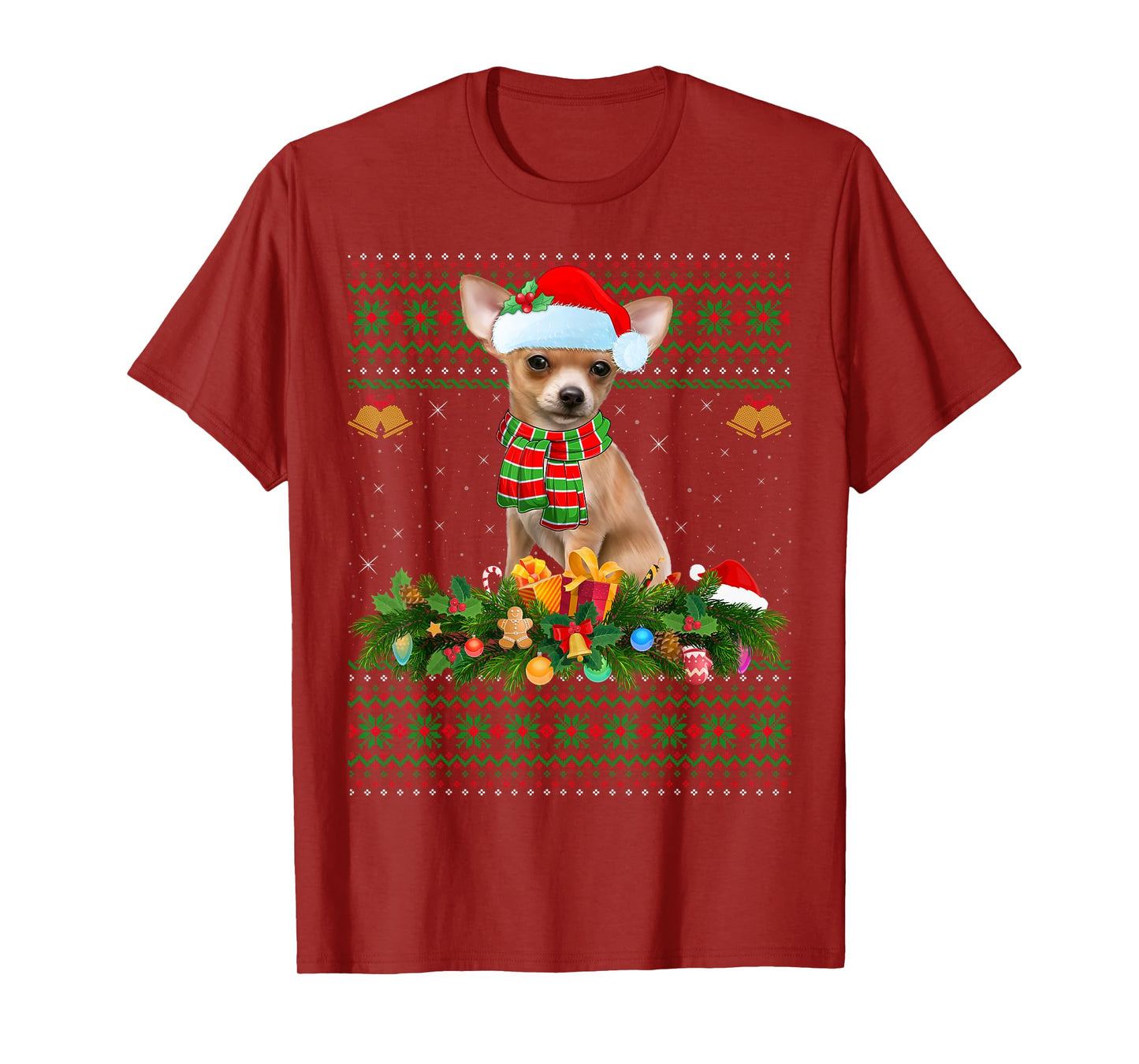 Chihuahua Dog Ugly Christmas Sweaters Pet Dog Lover Xmas T-Shirt