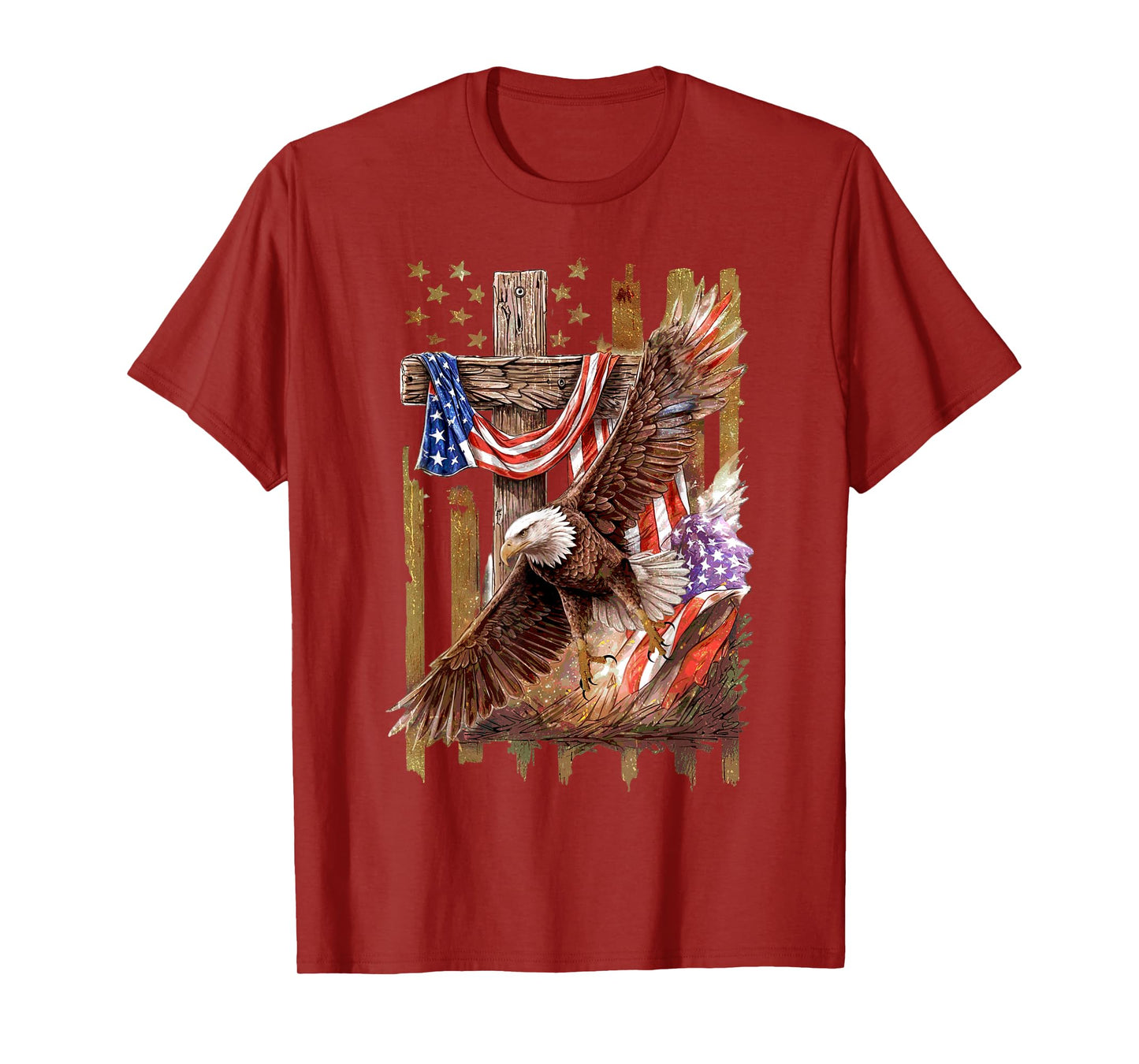 Cross Christian Eagle Jesus Christian Cross Faith US Flag T-Shirt