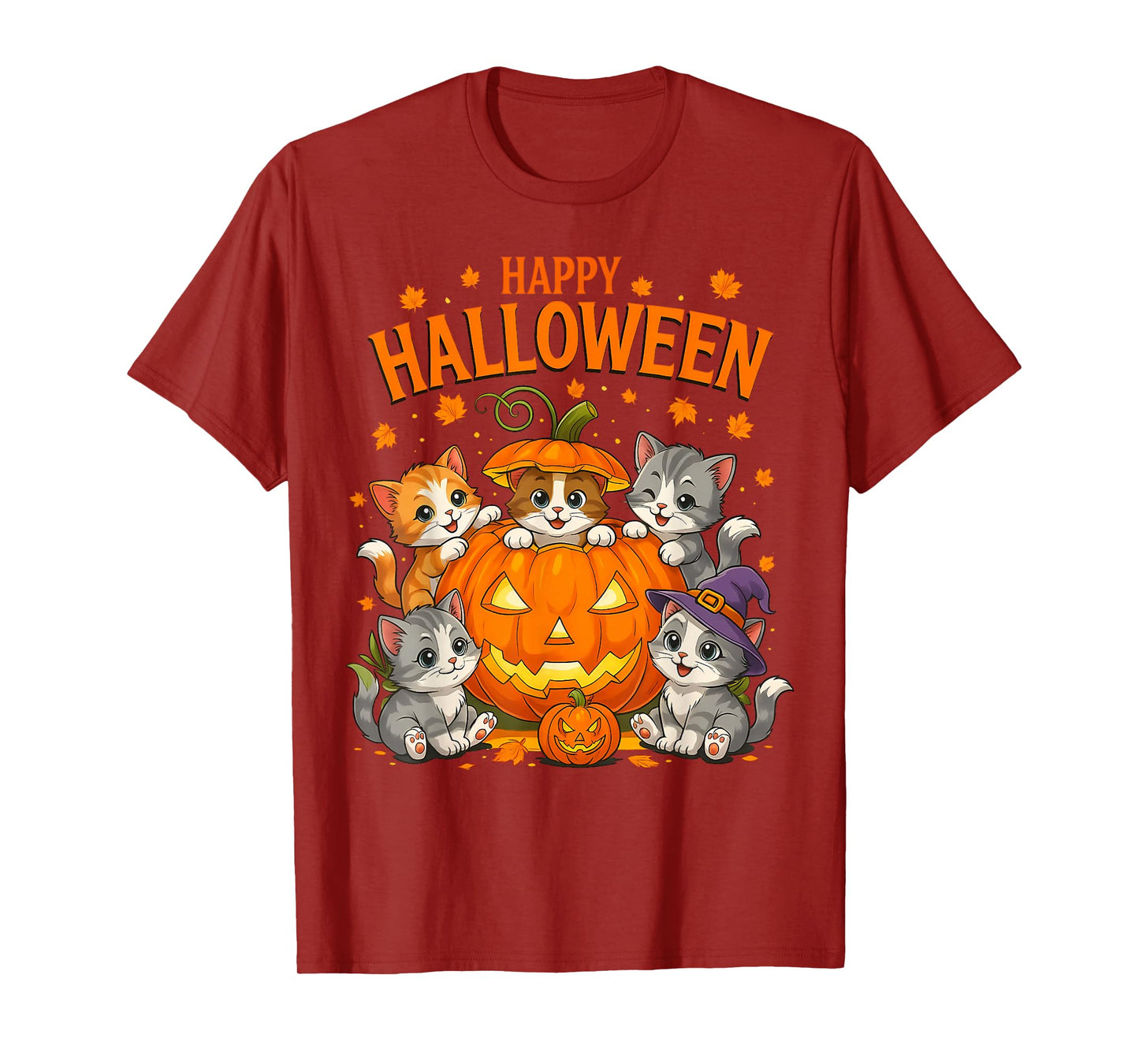 Happy Halloween Funny Pumpkin Halloween cat Spooky Season T-Shirt