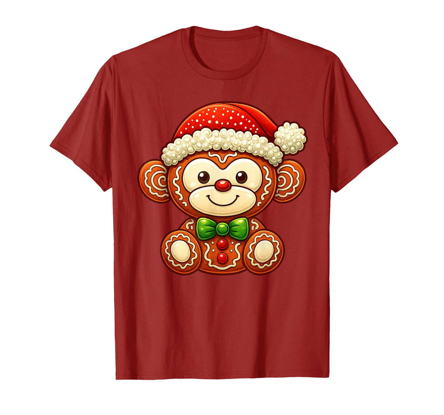 Funny Gingerbread Man Monkey Christmas Womens Mens Gifts T-Shirt