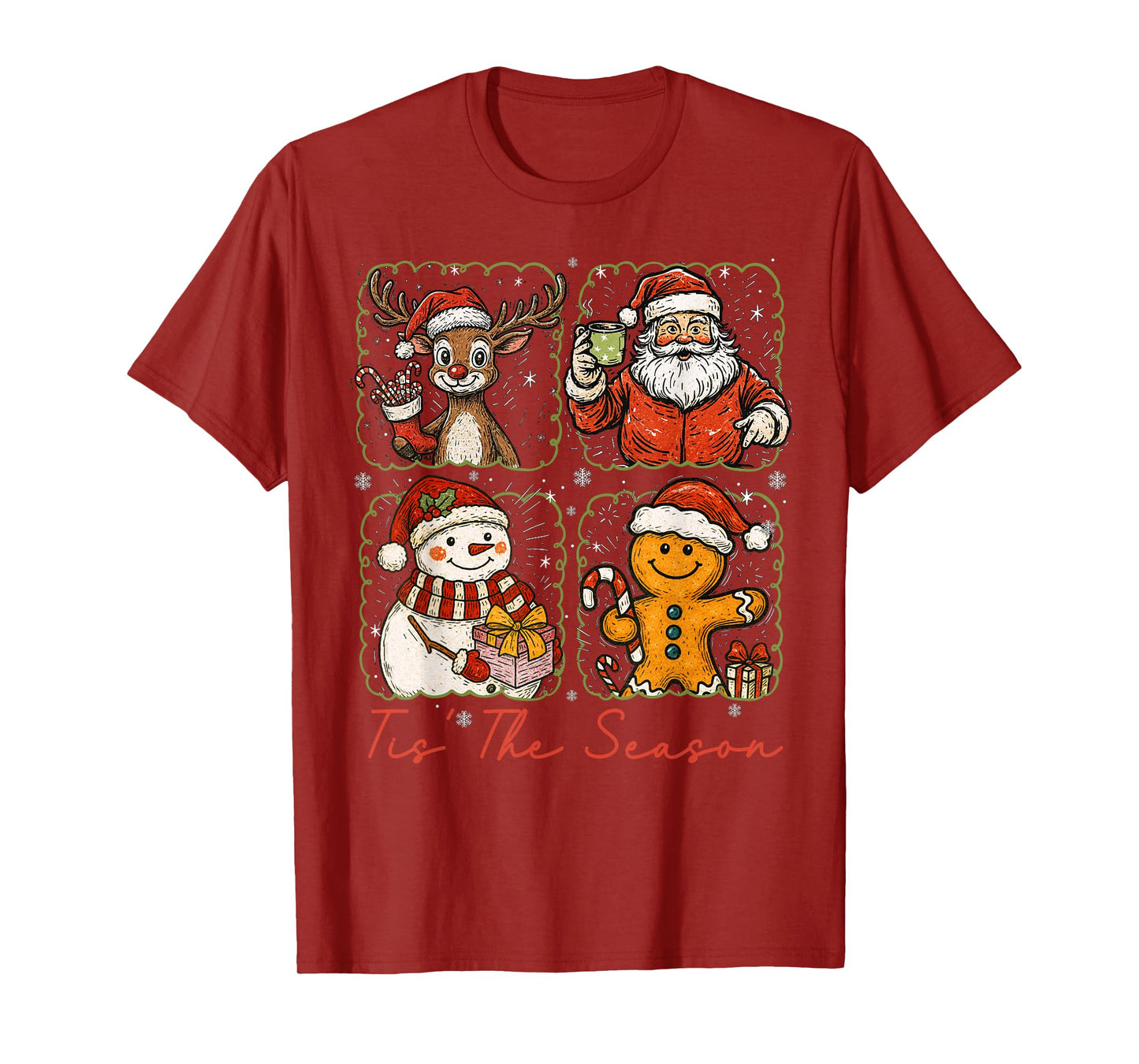 Tis The Season Christmas Tree Santa Claus Holiday Women Kids T-Shirt