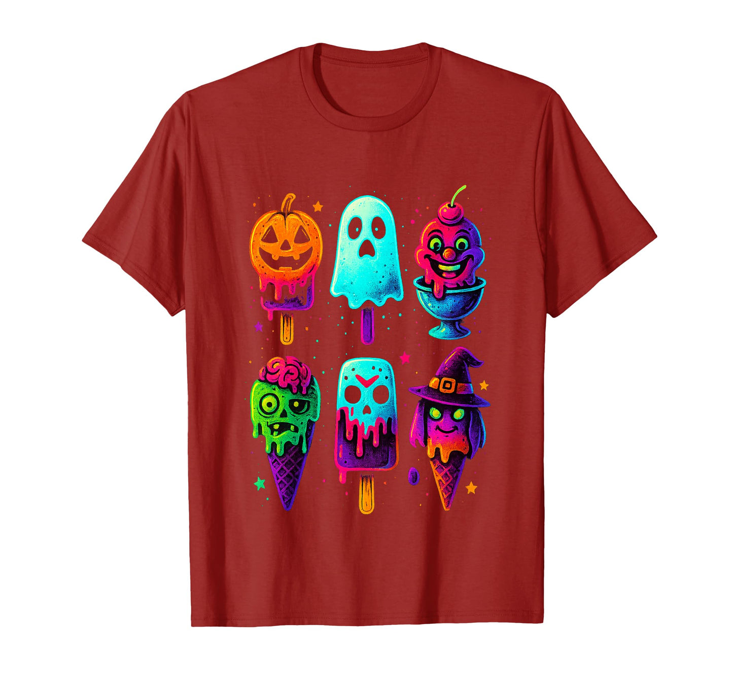 Funny Horror Ice Cream Pops Summerween Halloween Glow Youth T-Shirt