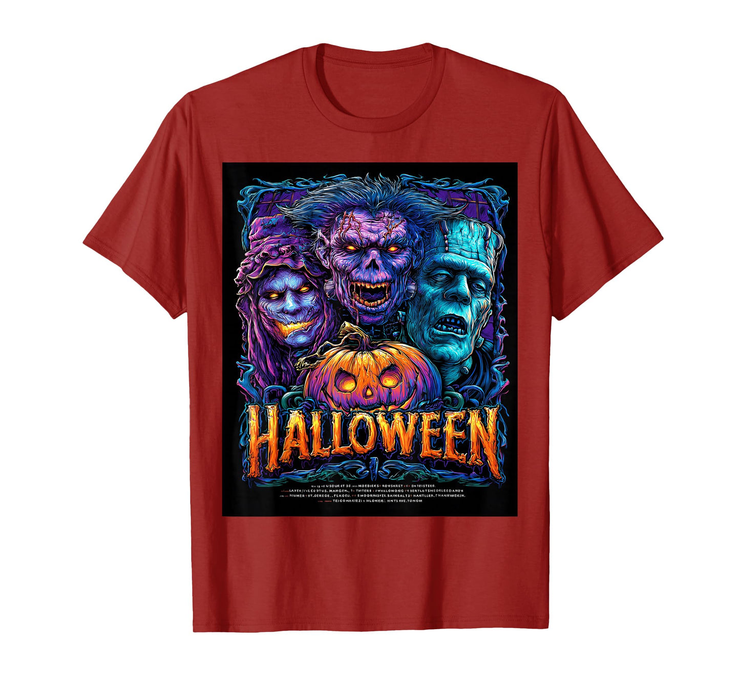 Spooky Monster Trio & Jack-O’-Lantern Halloween Art Witch T-Shirt