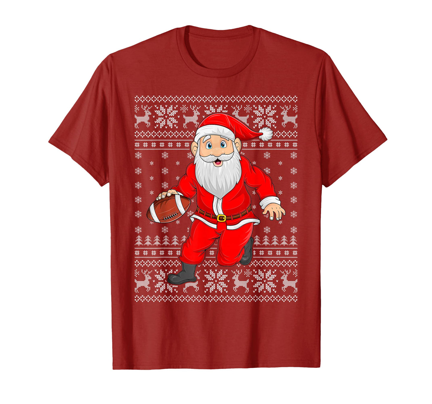 Santa Playing Football Ugly Christmas Sweaters Xmas T-Shirt