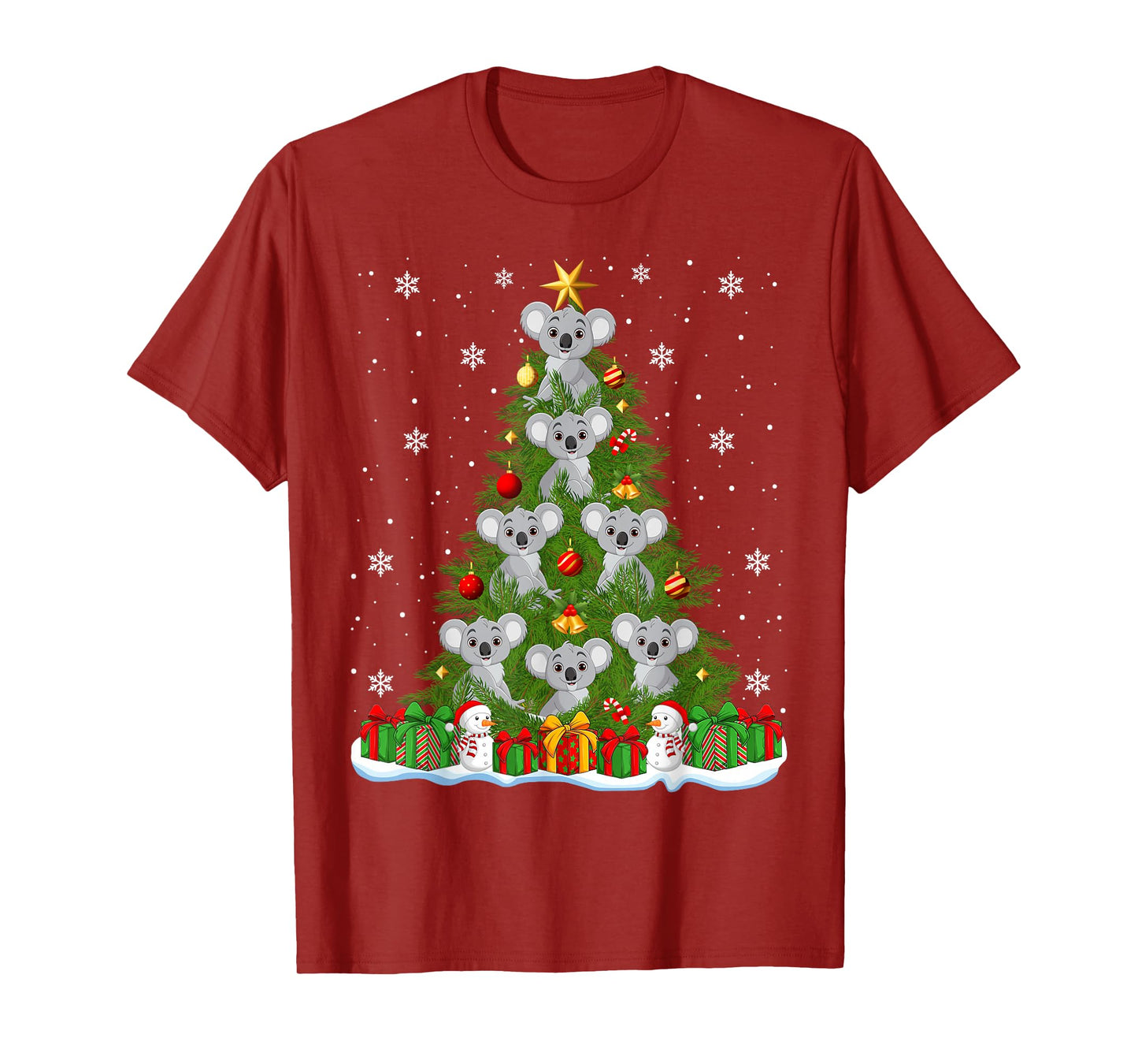 Cute Koala Christmas Tree Holiday Decor Funny Xmas Lights T-Shirt