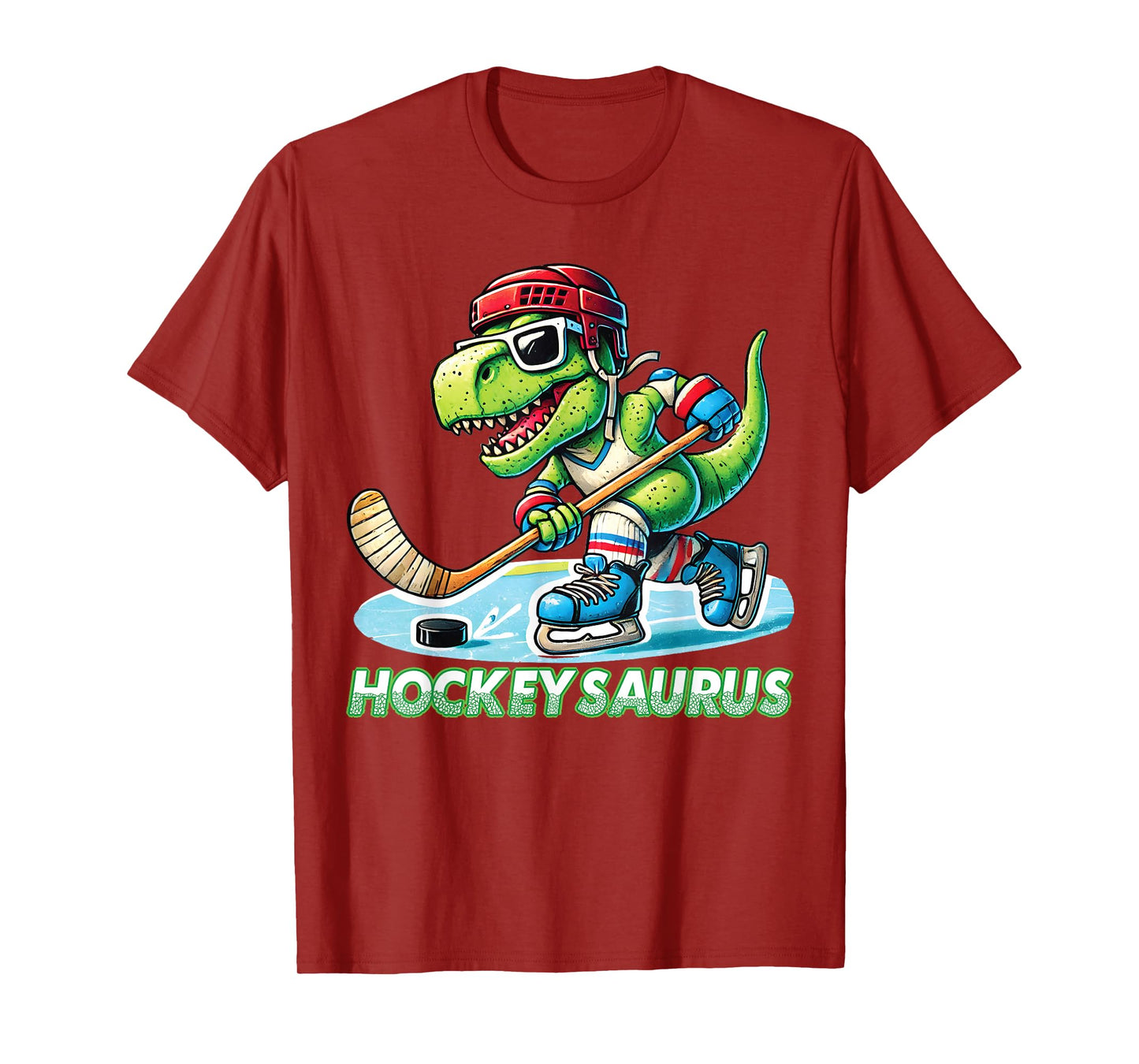 Hockeysaurus Dinosaur Ice Hockey Trex Kids Boys Ice Hockey T-Shirt
