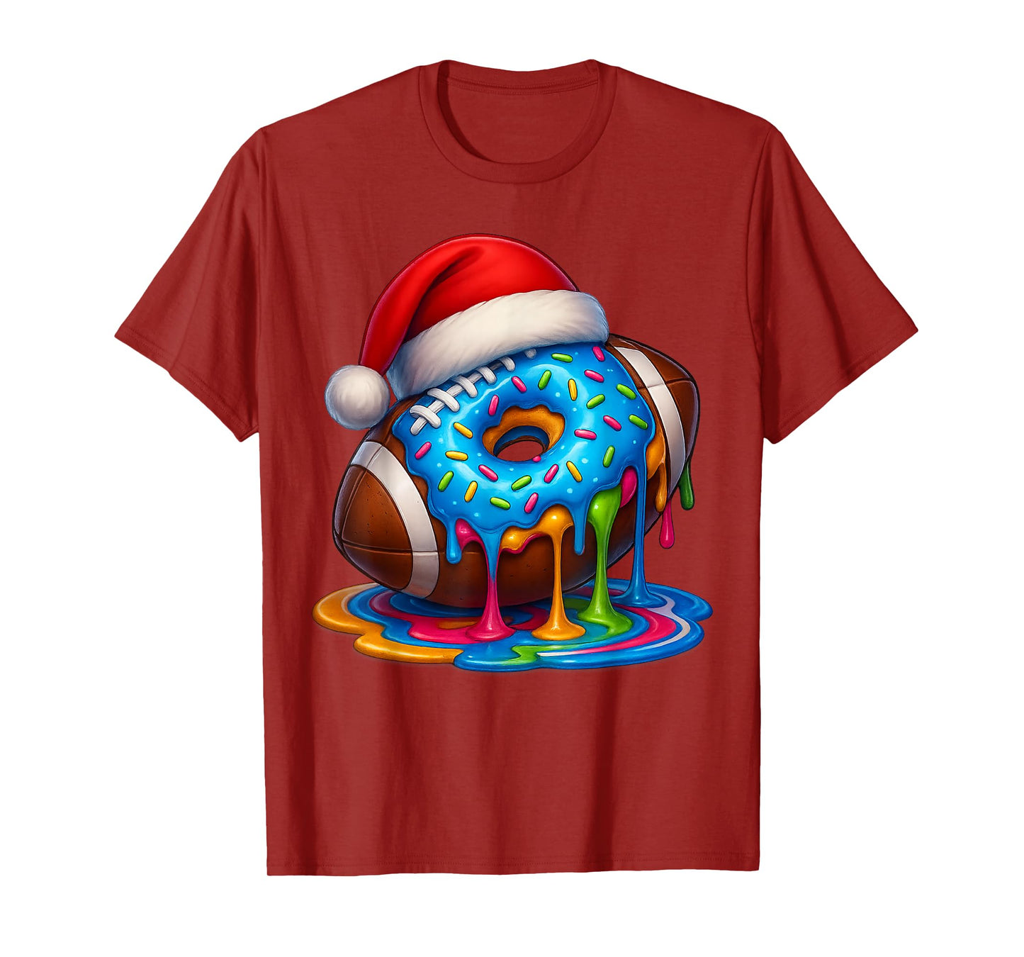 Christmas Football Drip Donat Boys Ice Cream American Flag T-Shirt