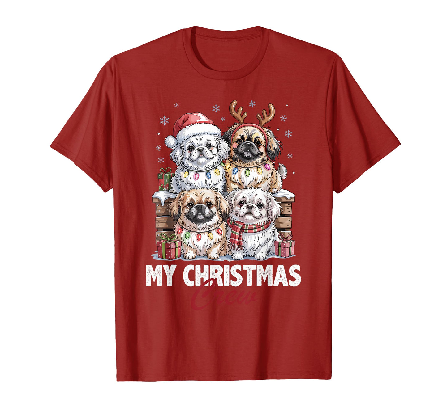 Pekingese Christmas Crew Funny Dog Lovers Holiday Pajama T-Shirt