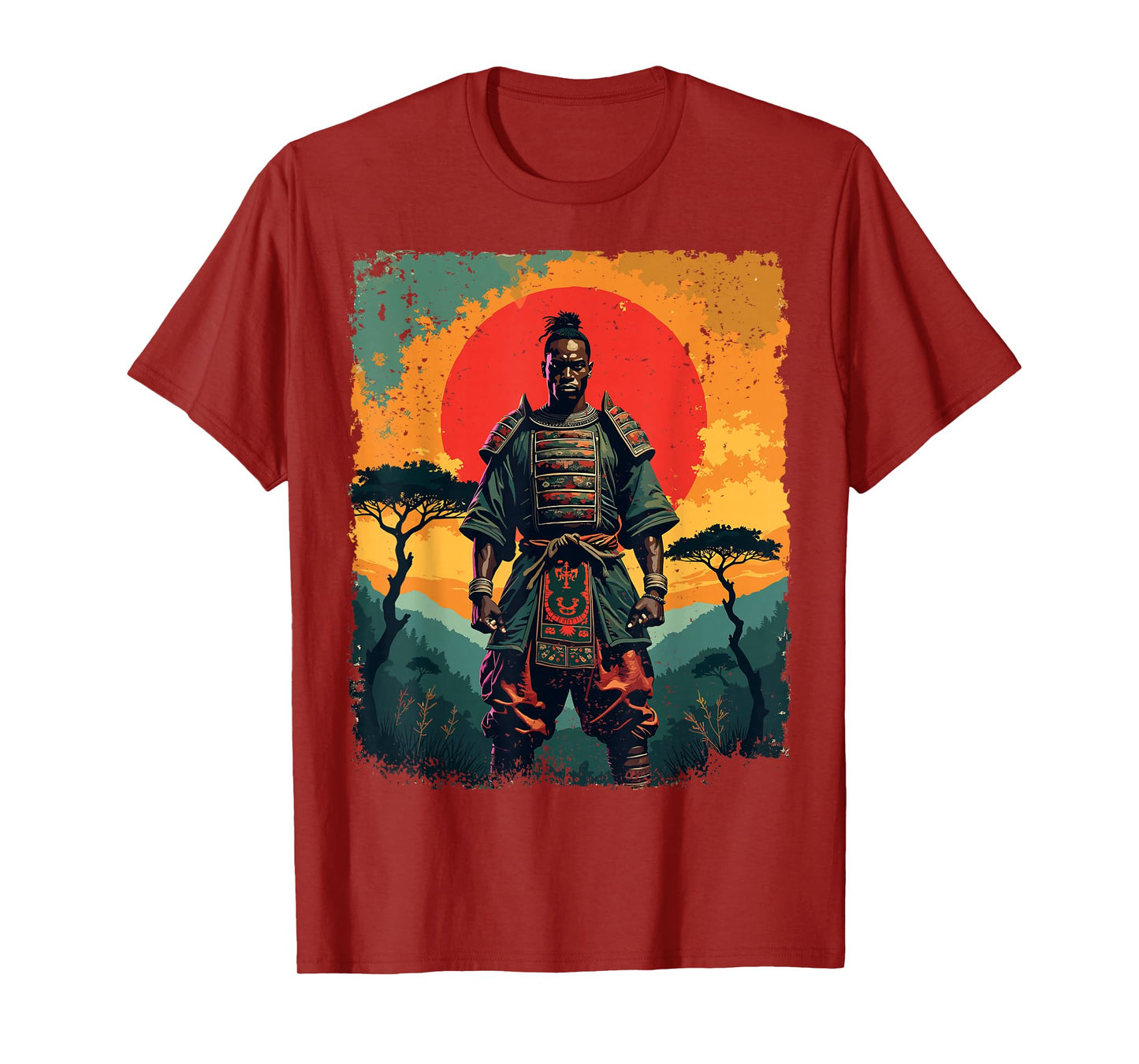 African Samurai Warrior, Afro Vintage Artwork T-Shirt