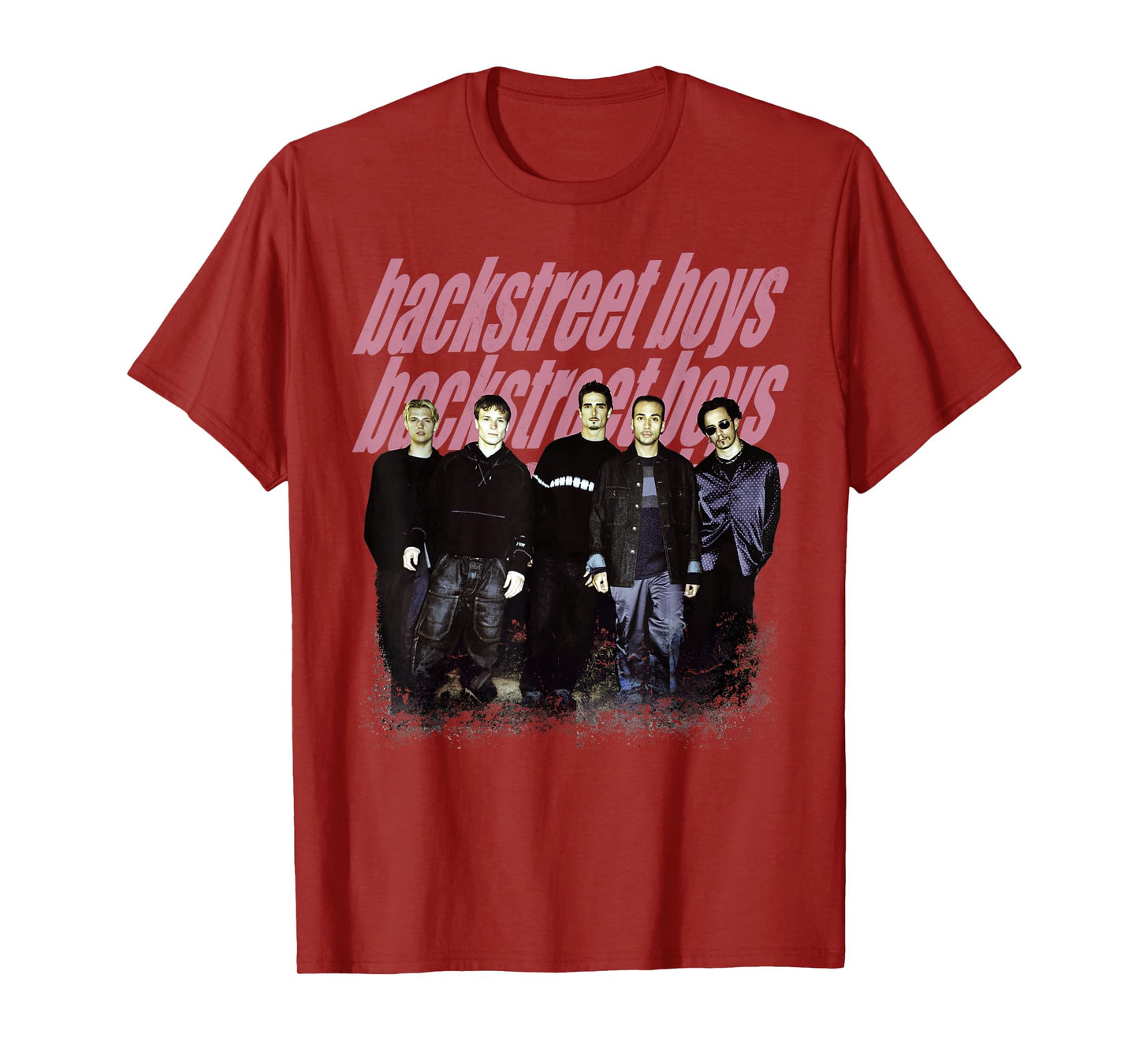 Backstreet Boys – Group Photo Repeat Logo Dark Heather Grey T-Shirt