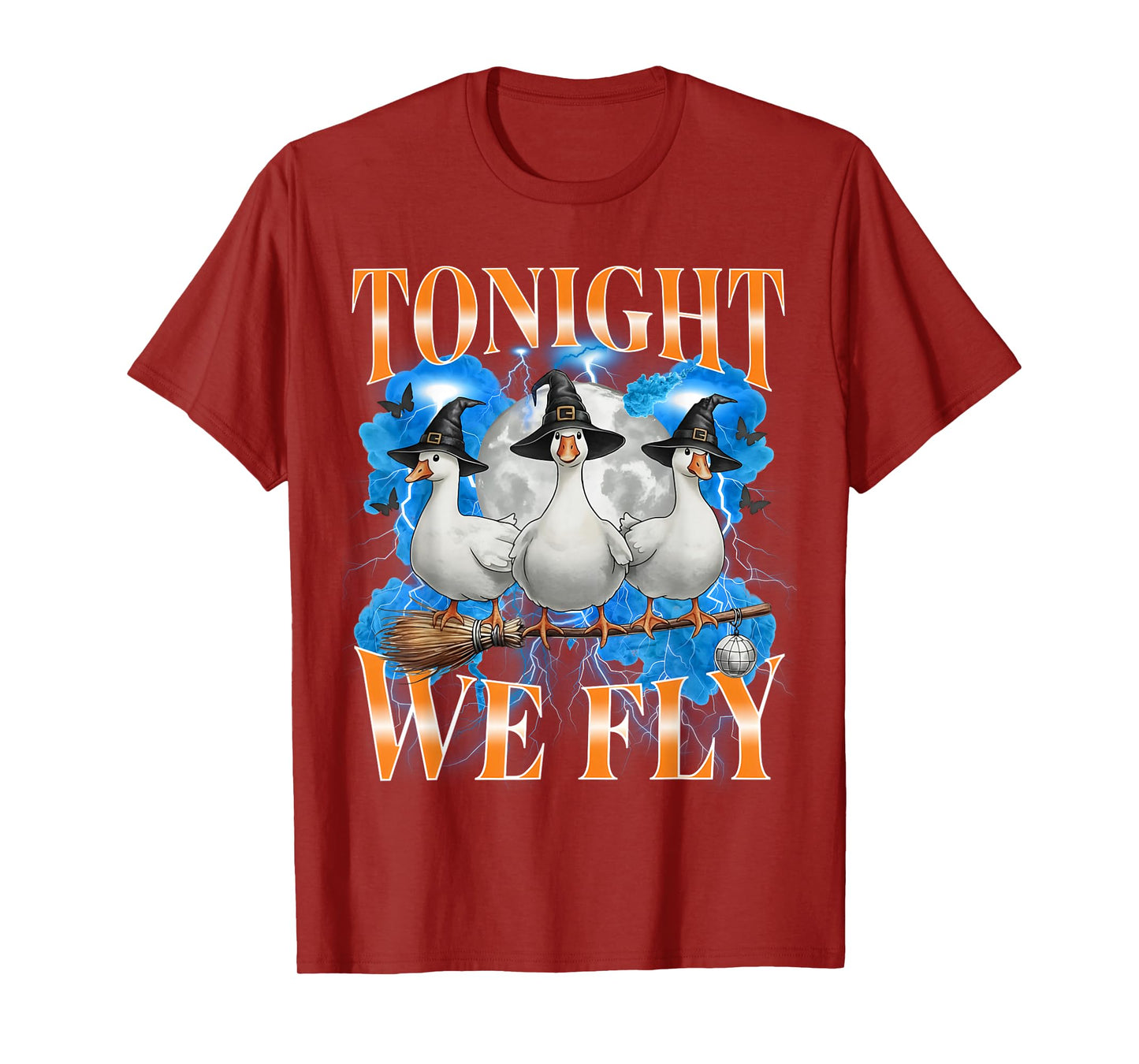 Tonight We Fly Funny Witch Goose Halloween Spooky Farm T-Shirt