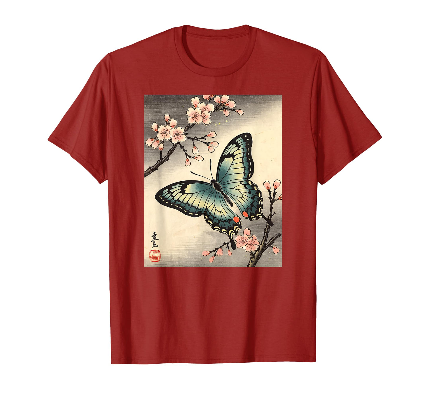 Japanese Art Butterfly Kyosai Vintage Japan Artwork T-Shirt