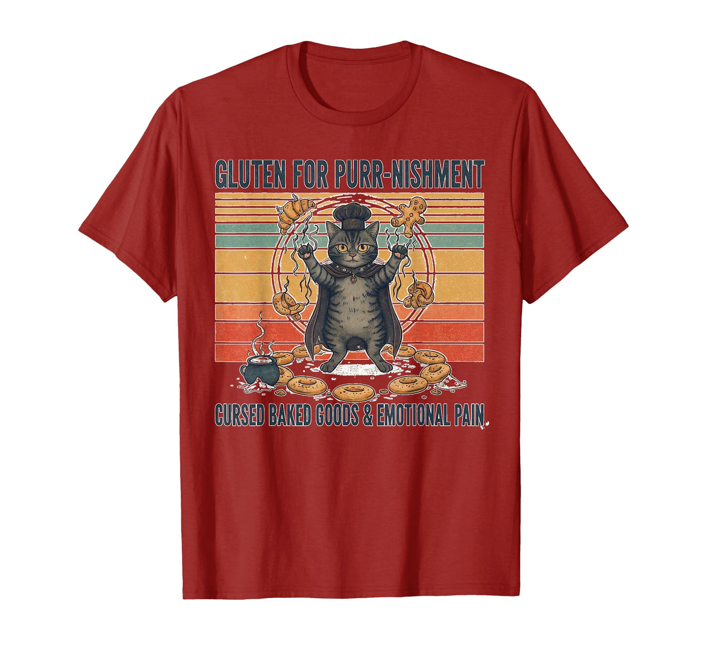 Gluten for Purrnishment Cursed Cat Baking Emotional Pain T-Shirt