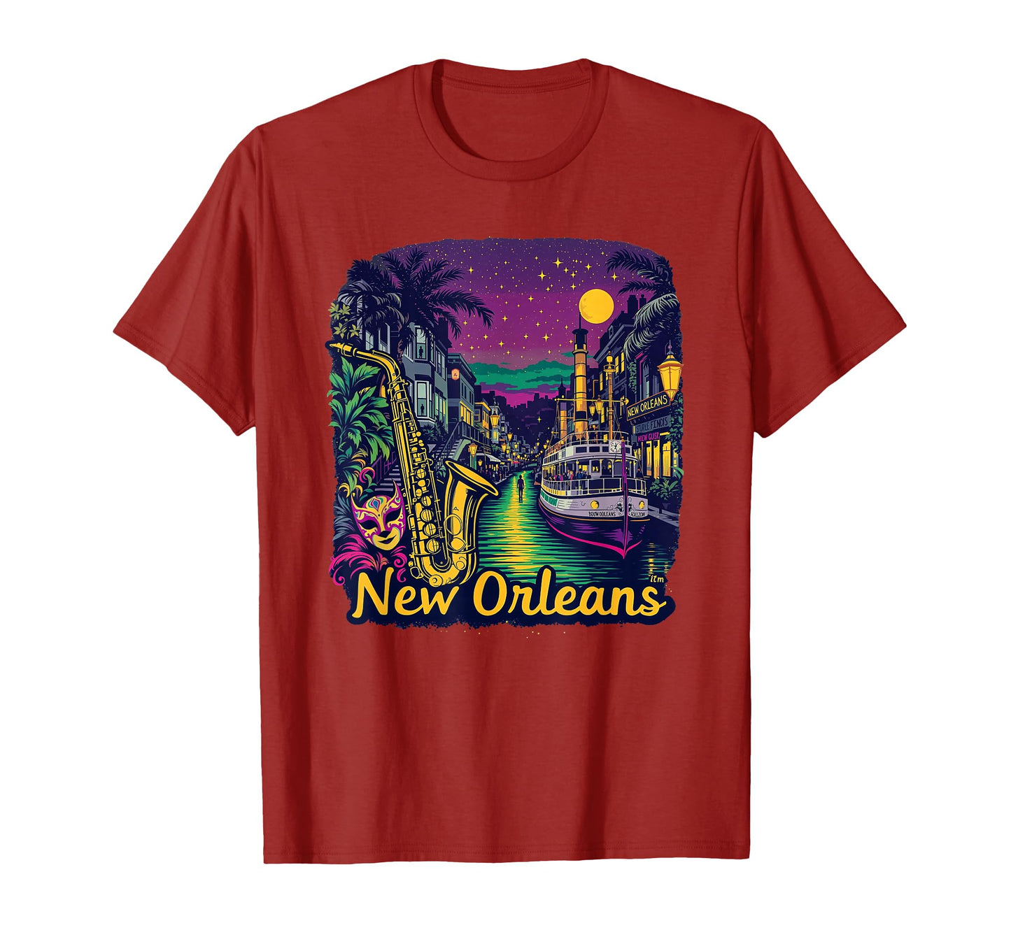 Vintage New Orleans Louisiana Sunset Skyline Cityscape Retro T-Shirt