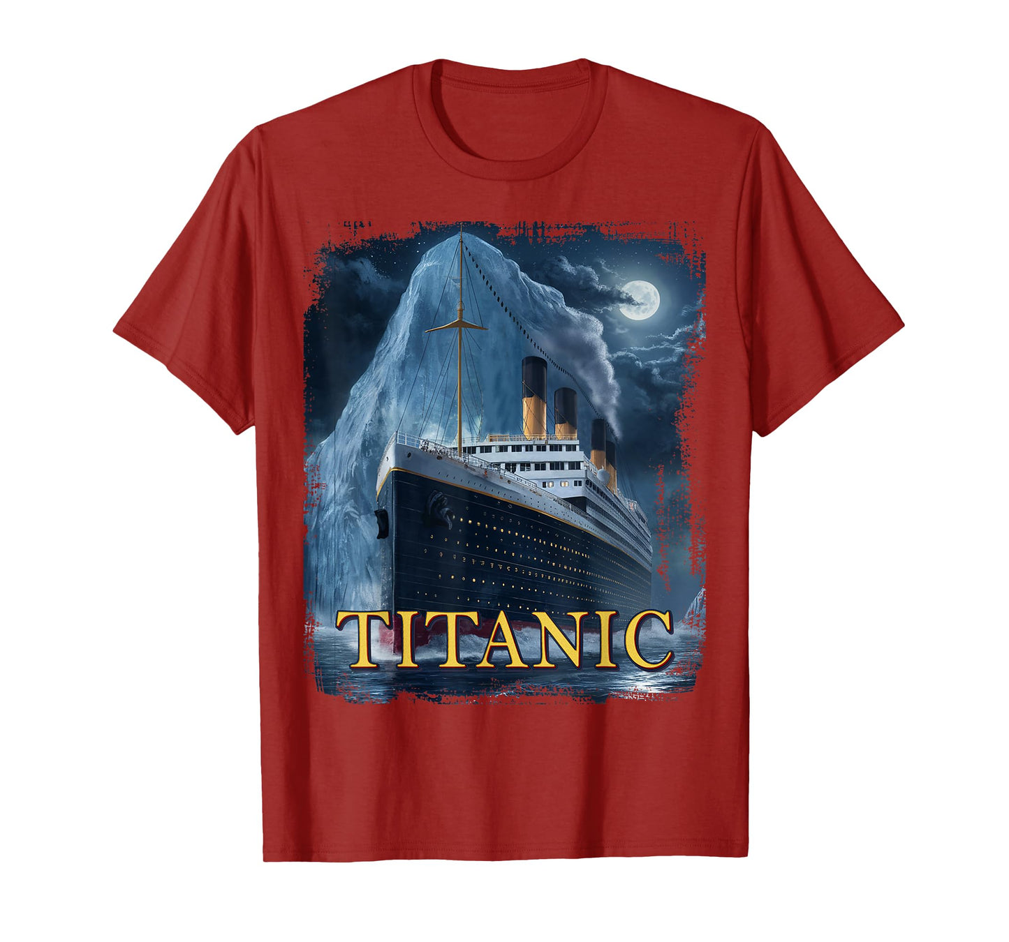 Titanic Cruise Ship Graphic Hit Iceberg April 15th 1912 T-Shirt, Small, Black