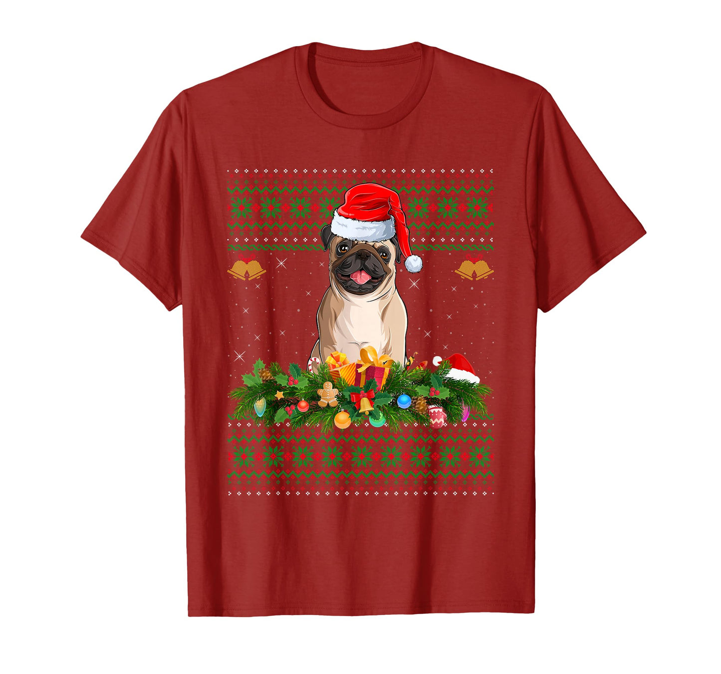 Pug Dogs Ugly Christmas Sweaters Funny Pet Dog Lover Xmas T-Shirt