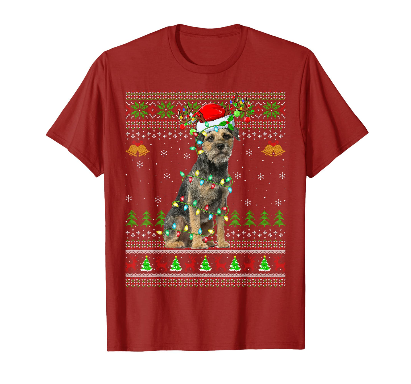 Border Terrier Dog Ugly Christmas Sweater Holiday Santa Xmas T-Shirt