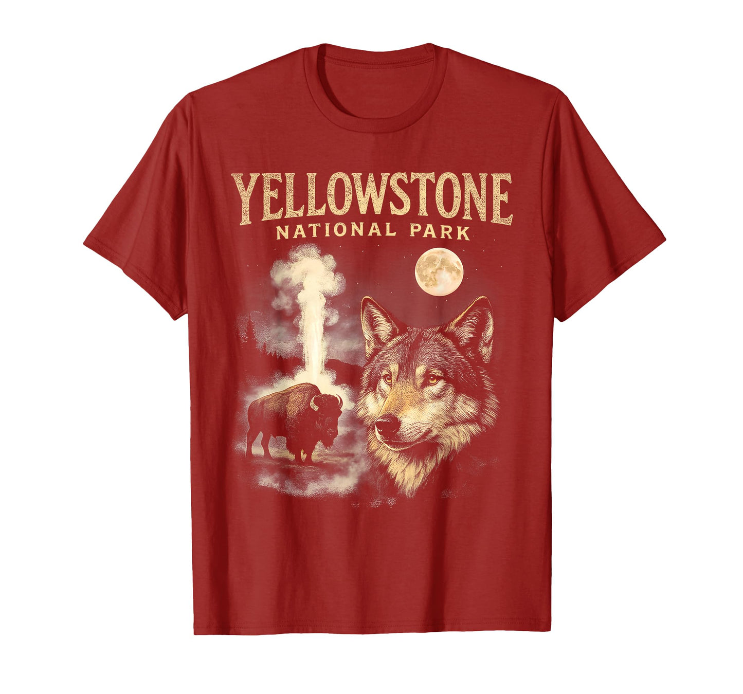 90s Yellowstone National Park Wolf And Bison Vintage T-Shirt