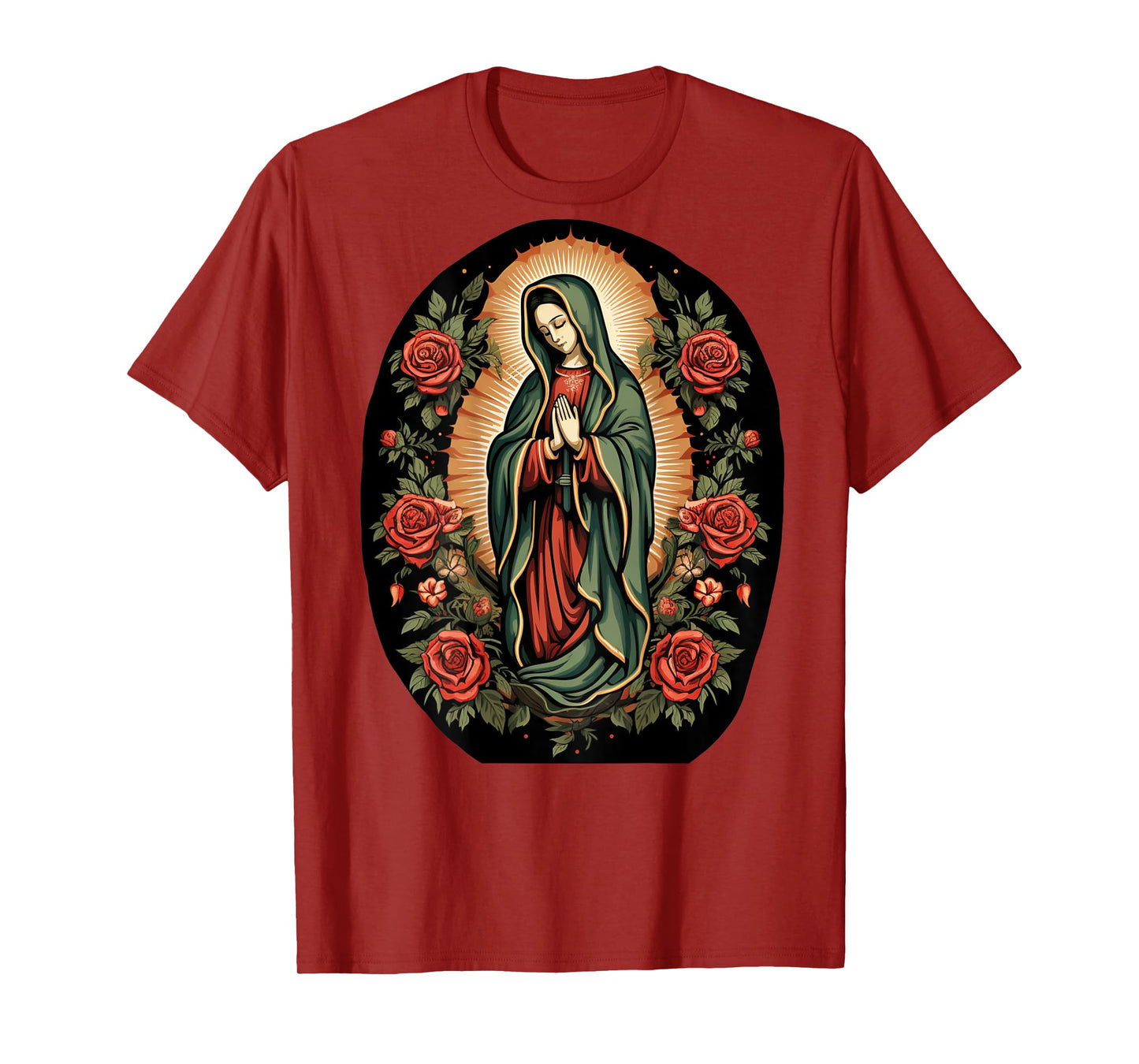 Our Lady De Guadalupe Sant Mary Back Print Christians T-Shirt