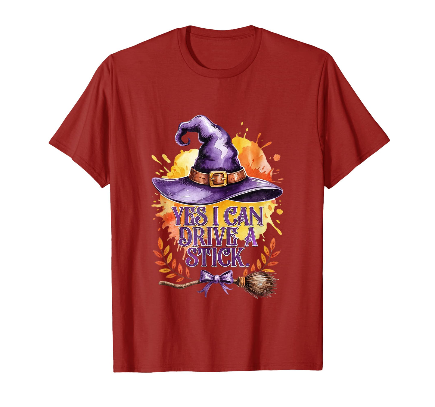 Yes I Can Drive A Stick Funny Halloween Witch Broom Quote T-Shirt
