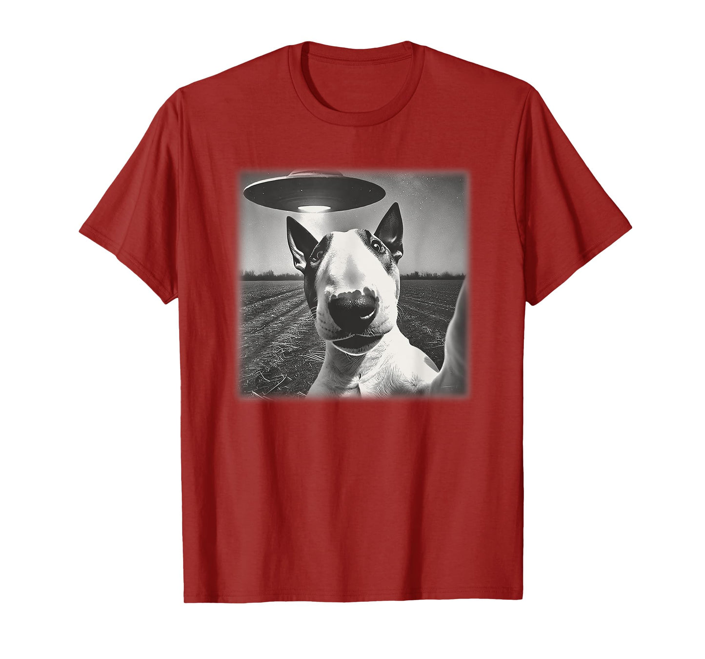 Vintage English Bull Terrier UFO Alien Selfie Dog Mom Dad Men Women Kids T-Shirt
