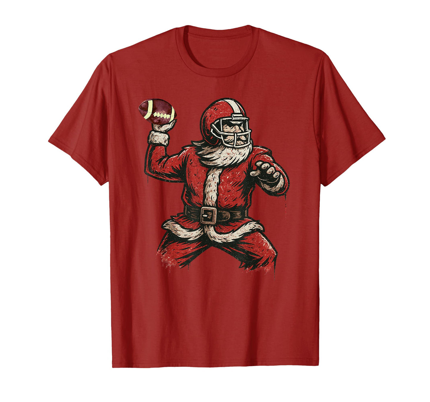 Santa Claus Playing American Football Xmas Holiday Christmas T-Shirt