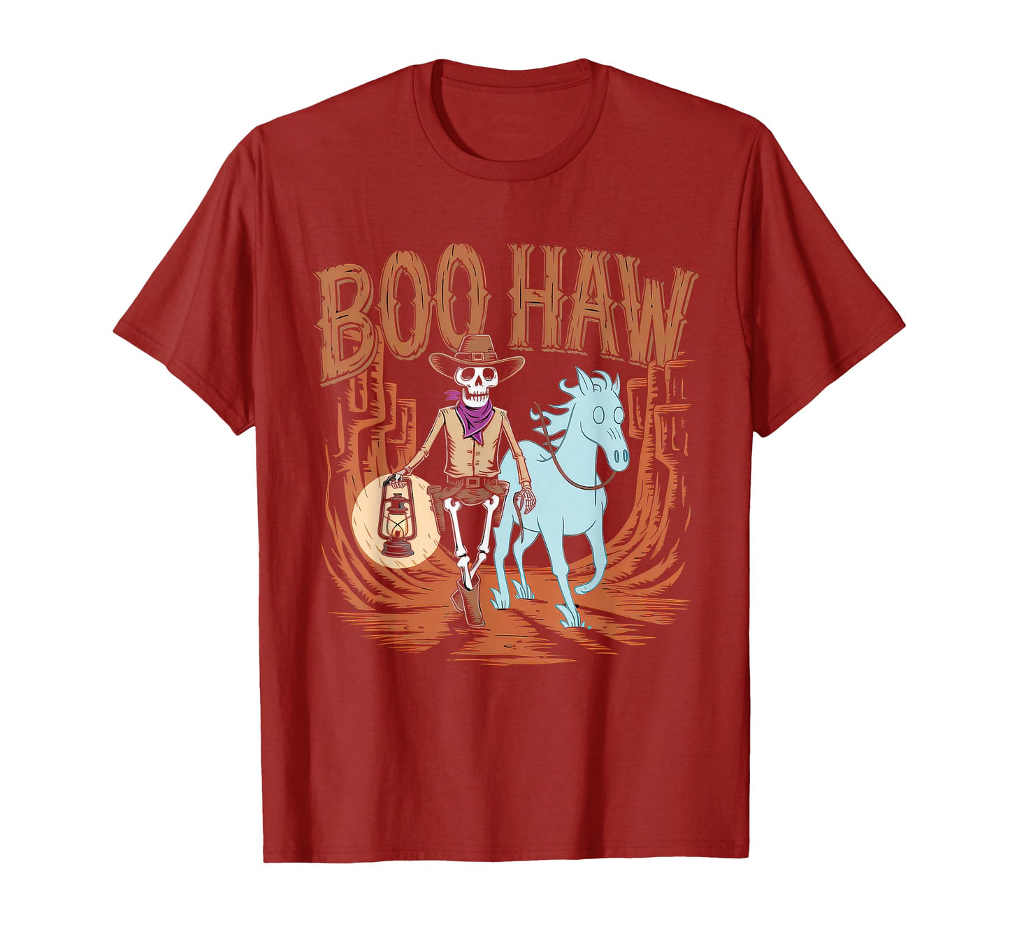 Halloween Costume Boo Haw Witch Skeleton Scary Rodeo Western T-Shirt