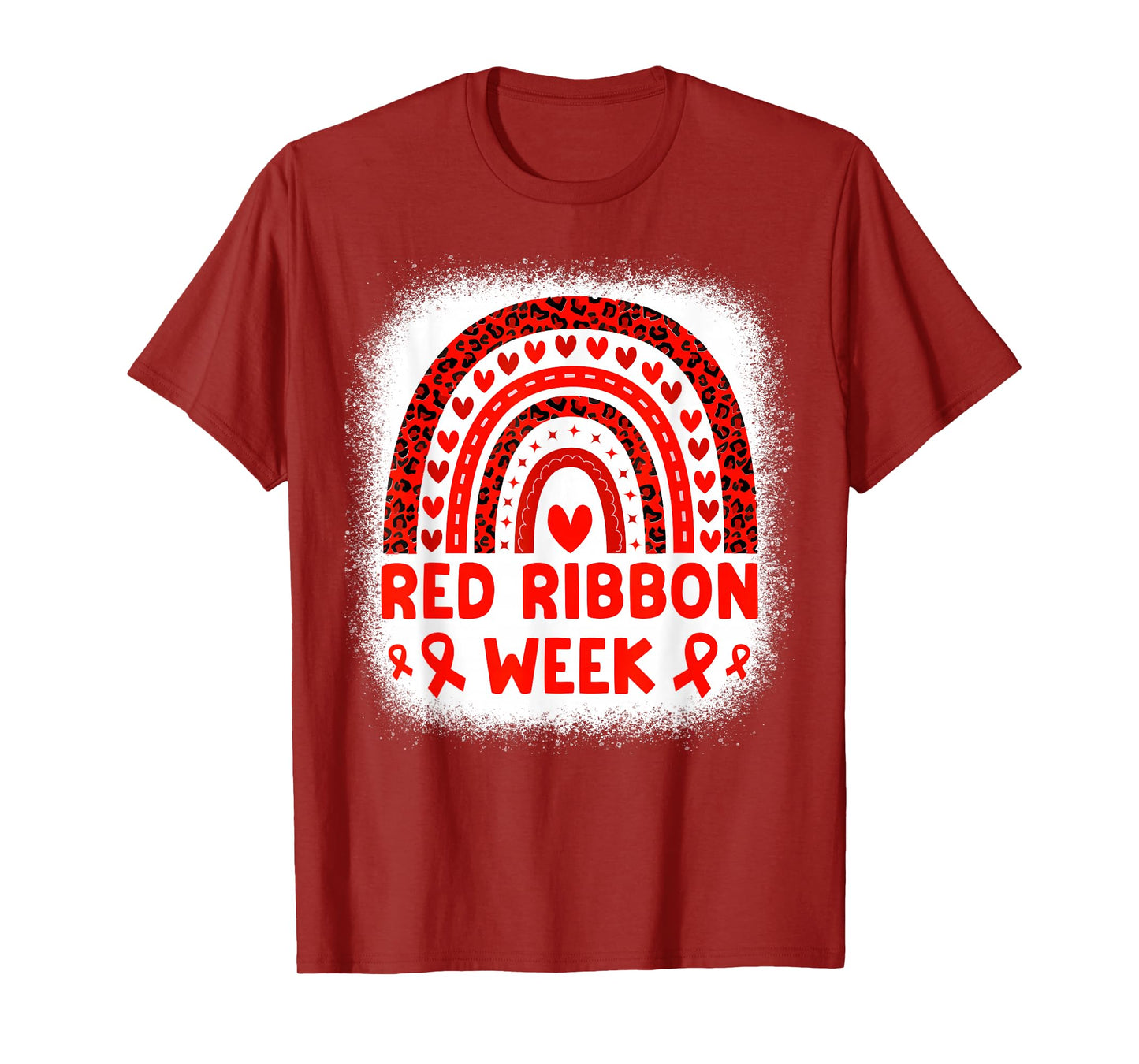Red Ribbon Week Awareness Rainbow Men Women Kids Red Ribbon T-Shirt