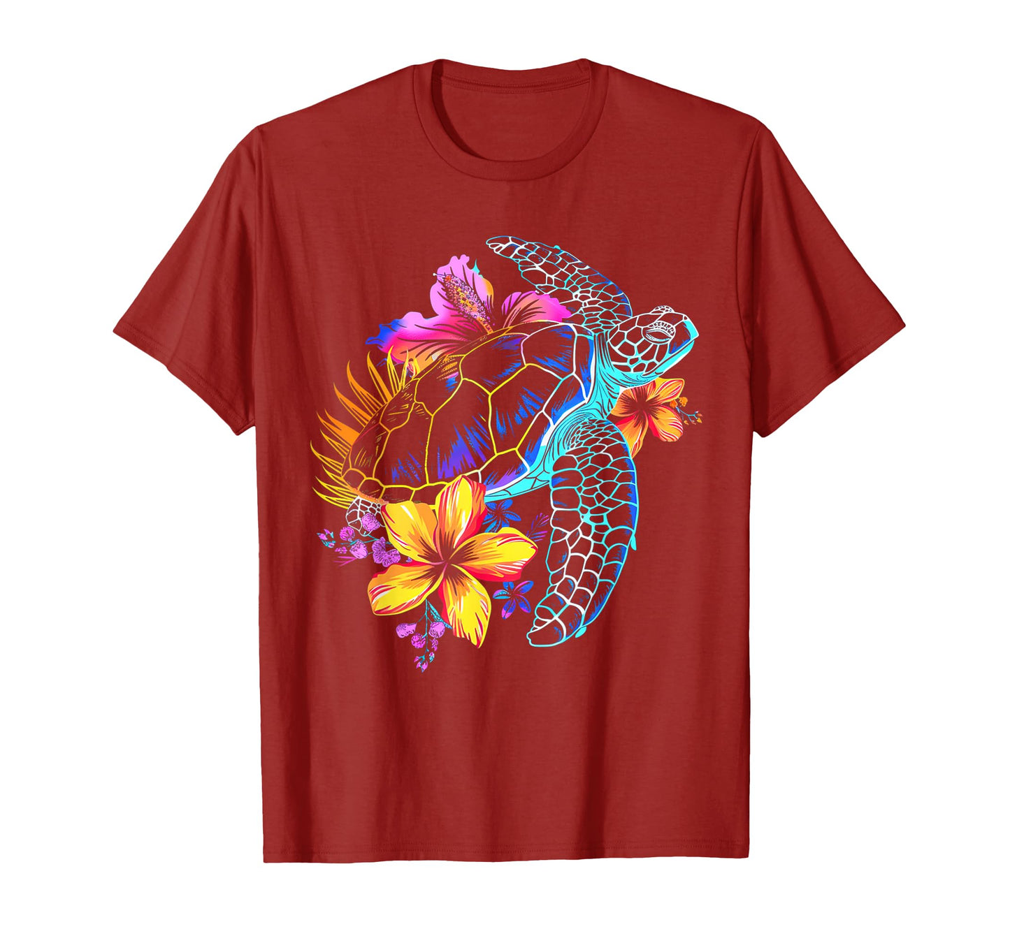Sea Turtle Hawaiian Flowers Hawaii Scuba Diving Diver T-Shirt