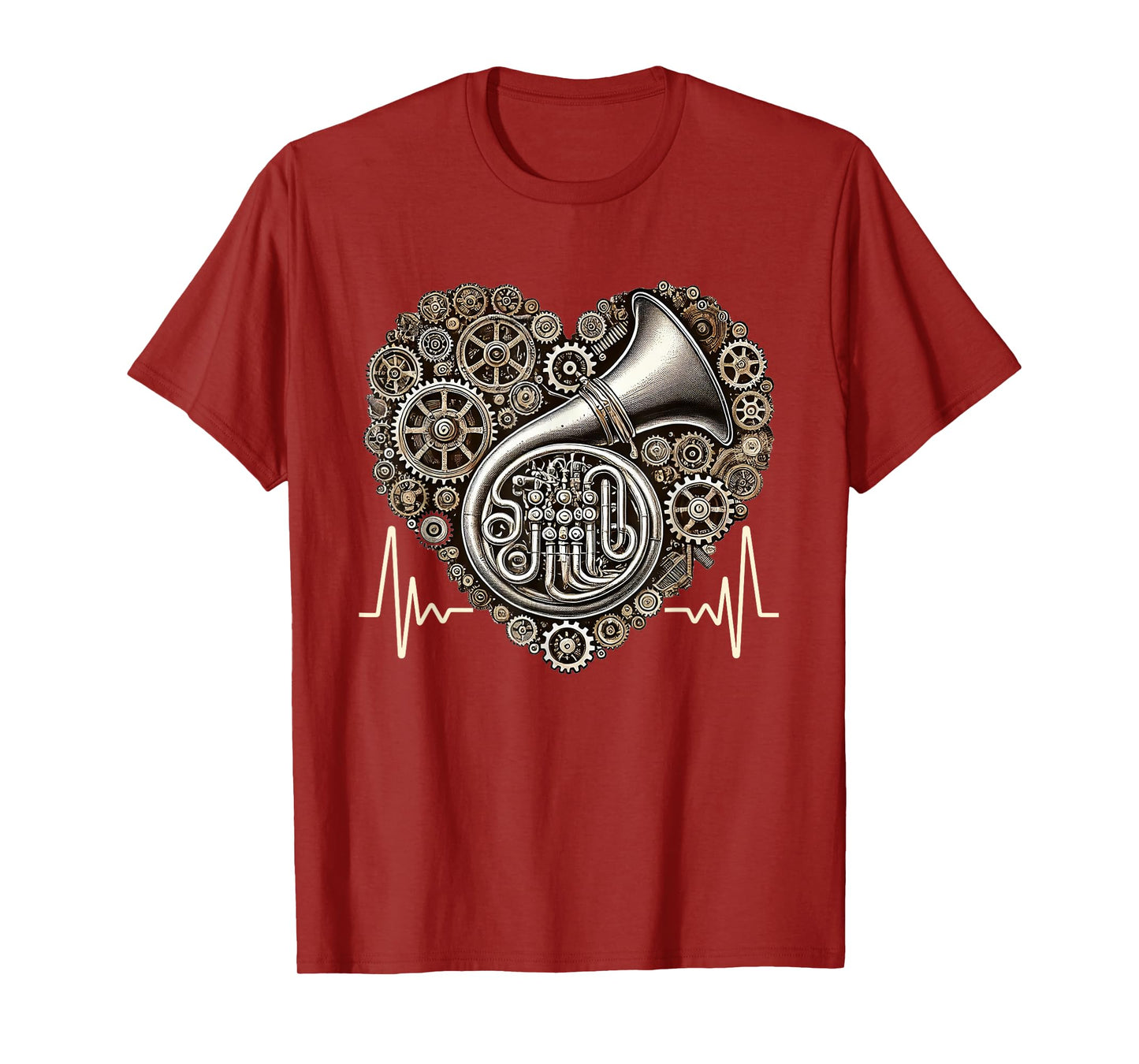 Tuba Heartbeat Steampunk Brass Music Tubist T-Shirt