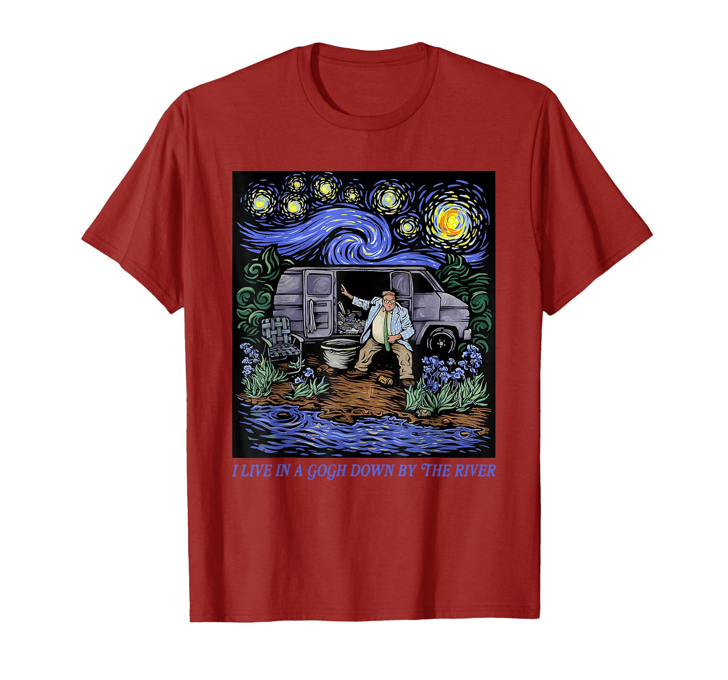 Vintage Design I Live In A Van-Gogh Down-By The River T-Shirt