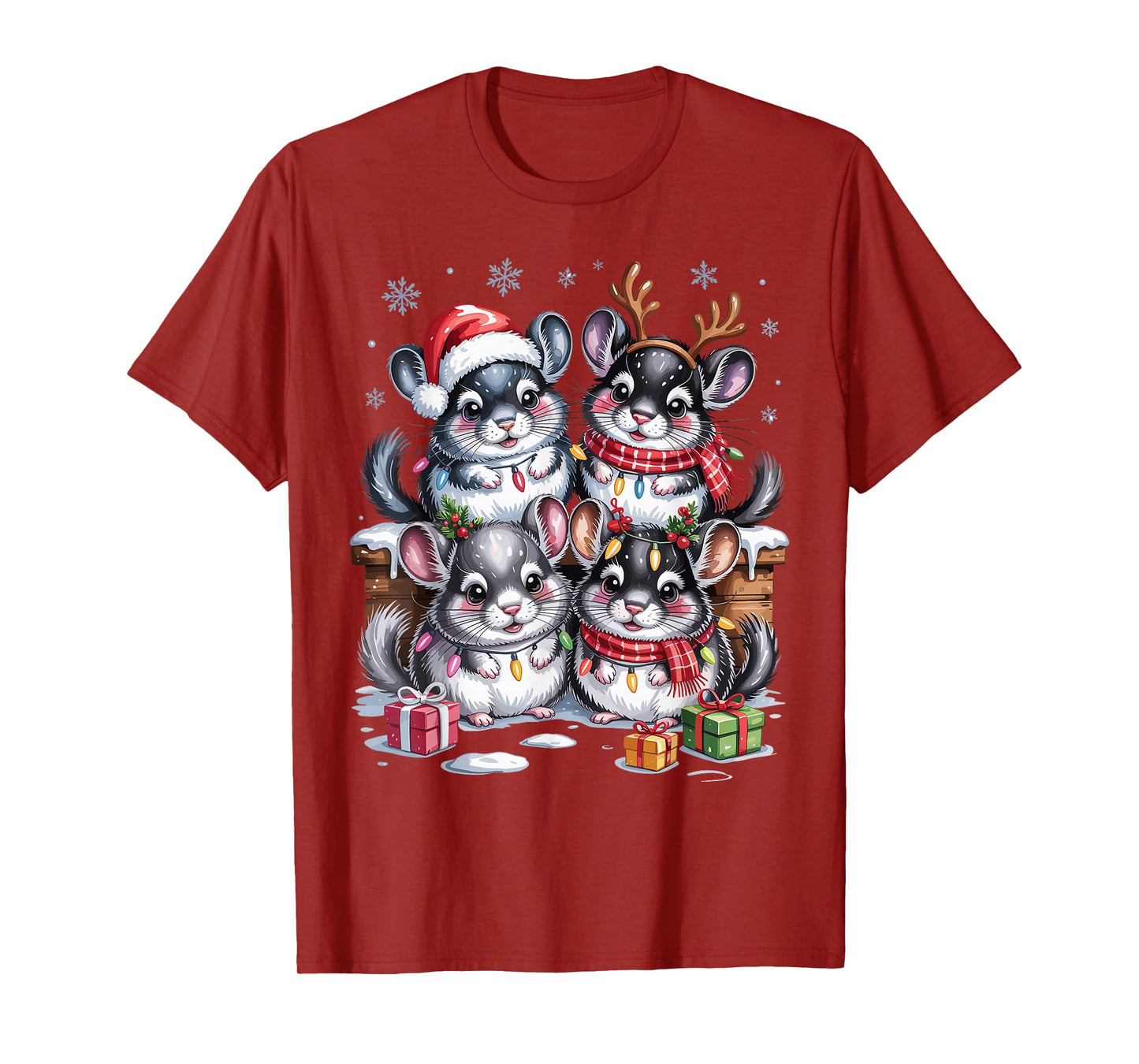 Chinchilla Christmas Cute Pet Lovers Funny Holiday Pajamas T-Shirt