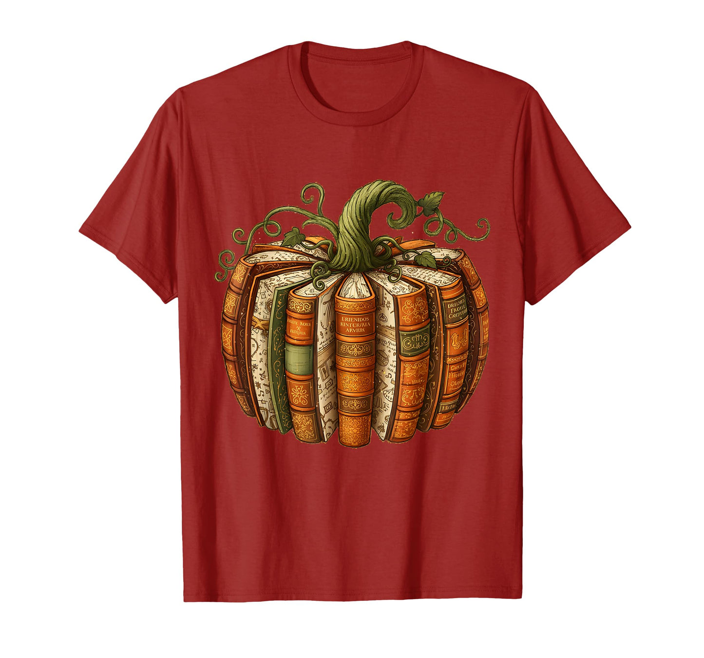 Vintage Book Pumpkin Fall Reading Halloween Tee T-Shirt