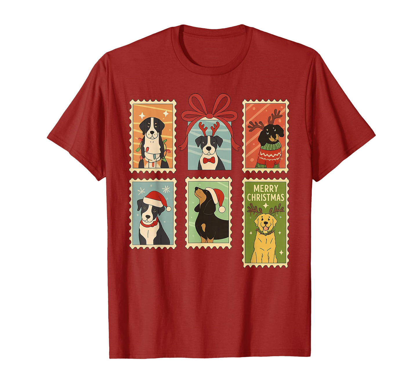 Vintage Christmas 2025 Snow Christmas Tree Funny Dogs Lover T-Shirt