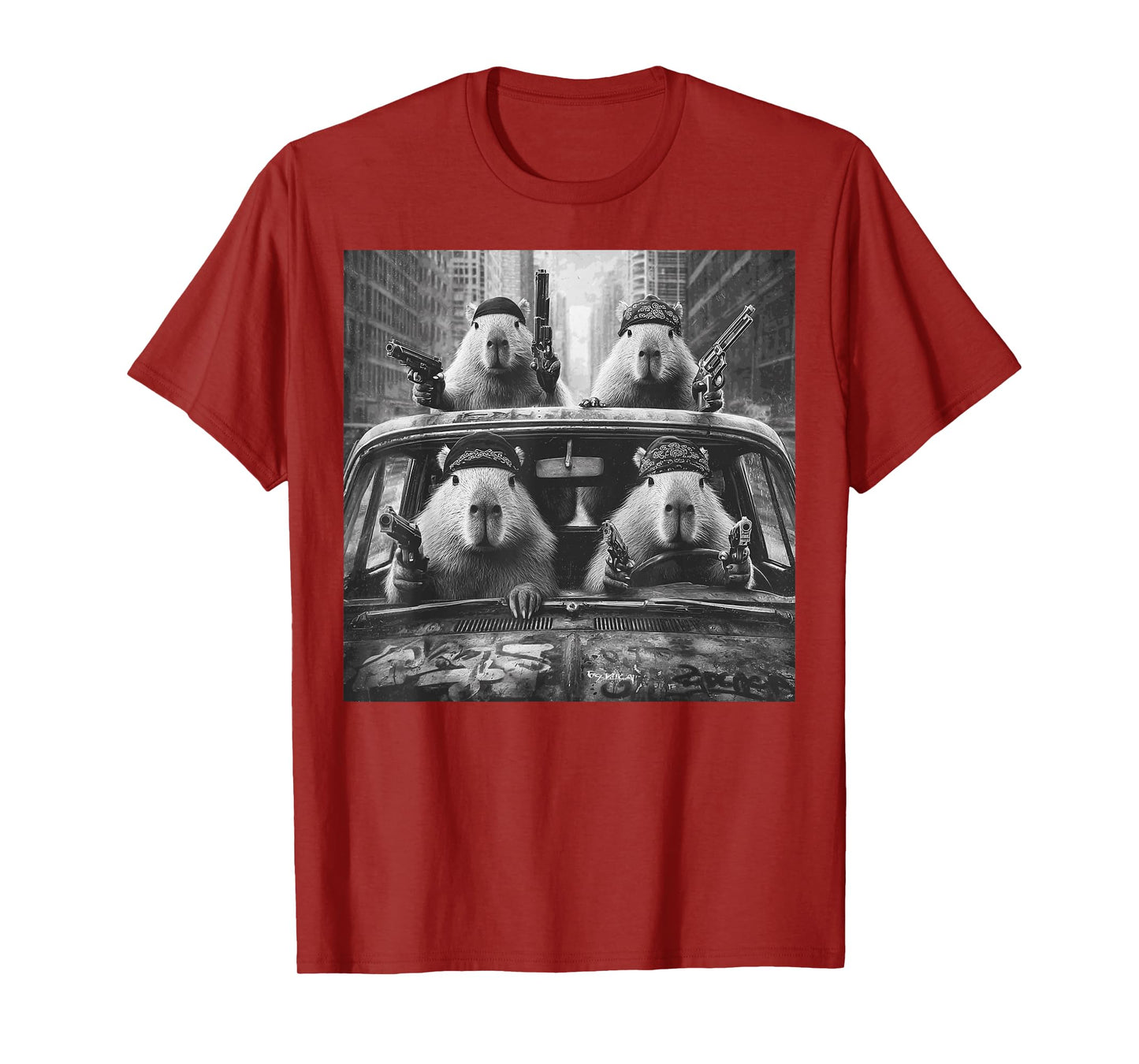 Funny Graphic Capybara Gangster Adult Funny T-Shirt