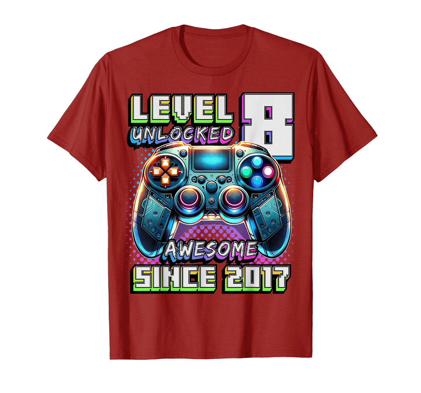8th Birthday Boy Level 8 Gamer 8 Year Video Game Party T-Shirt