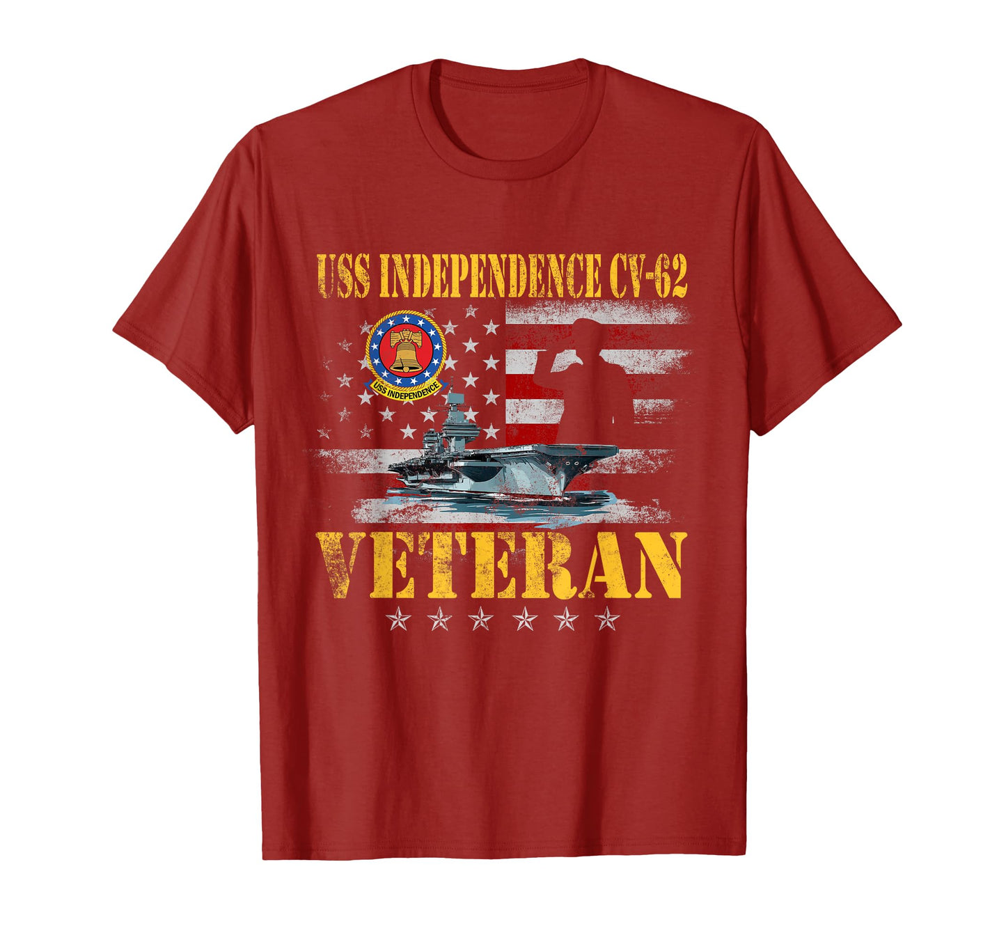 Vintage USS Independence CV-62 Aircraft Carrier Flag Veteran T-Shirt
