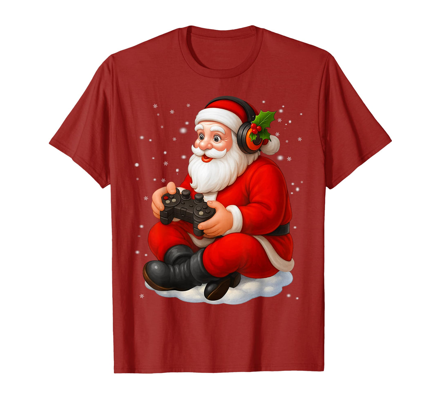 Funny Santa Video Game Snowflake Christmas Xmas Men Boy T-Shirt