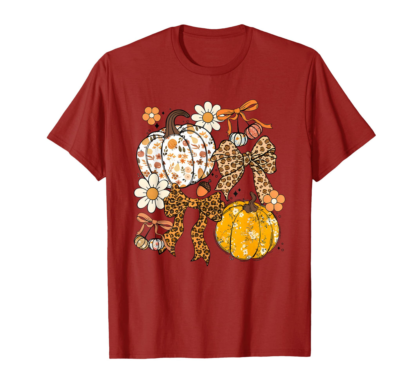 Floral Fall Pumpkin Boho Pumpkin Coquette Vintage Autumn T-Shirt