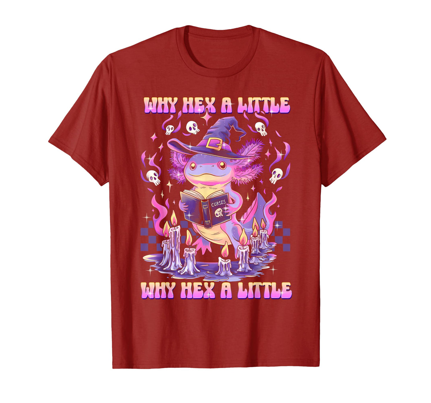 Funny Hexalotl Axolotl Witch Magic Halloween Pun T-Shirt